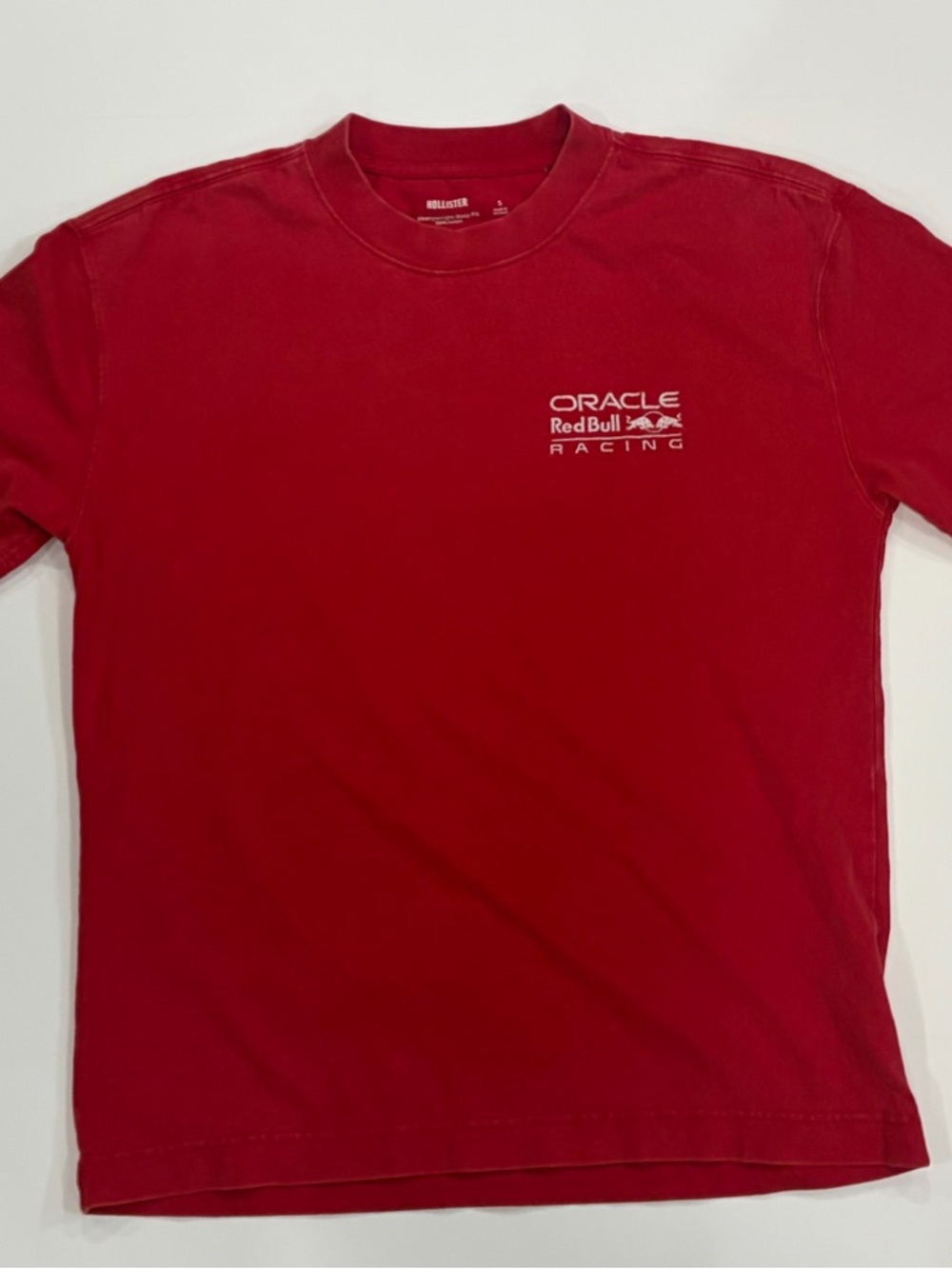 Hollister Oracle Red Bull Shirt Mens Racing Graphic Heavyweight Boxy Red - Sz S